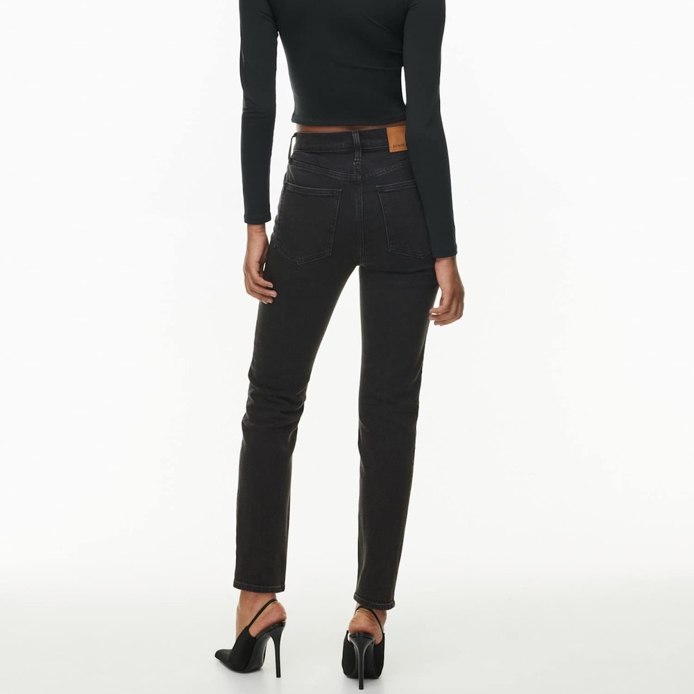 Aritzia Denim Forum The Yoko High Rise Slim Black Straight Jeans Size 25 - Picture 5 of 11